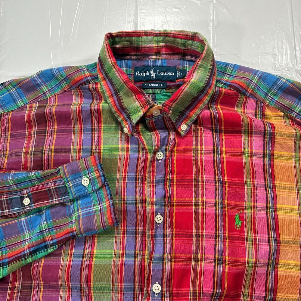 Ralph Lauren Polo Men's Classic Fit Madras Multicolored Check Shirt Large